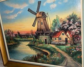 $200
BEAUTIFUL COLORFUL WINDMILL BY THE POND OIL ON WOODEN BOARD PAINTING BY “ NATHAN SALZMAN”
32.75”L x 24.75”W