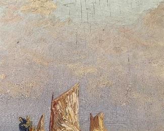 $250
ANTIQUE OIL ON WOOD NAUTICAL SCENE PAINTING BY “P. GODAR” 1937
29.5”L x 20.5”H