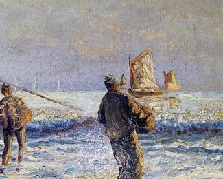 $250
ANTIQUE OIL ON WOOD NAUTICAL SCENE PAINTING BY “P. GODAR” 1937
29.5”L x 20.5”H