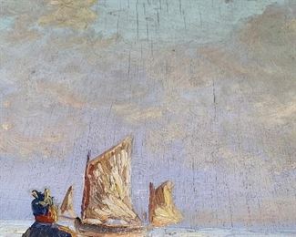 $250
ANTIQUE OIL ON WOOD NAUTICAL SCENE PAINTING BY “P. GODAR” 1937
29.5”L x 20.5”H