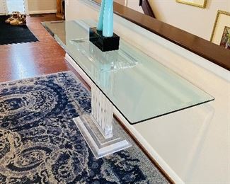 $350
MCM LUCITE BASE WITH GLASS TOP HALLWAY TABLE
59”L x 19”W x 29”H