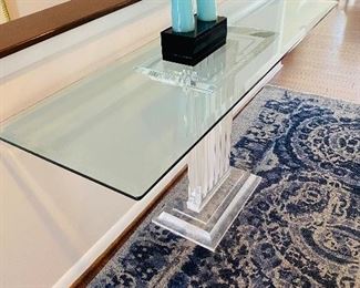 $350
MCM LUCITE BASE WITH GLASS TOP HALLWAY TABLE
59”L x 19”W x 29”H