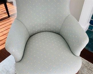 $75
VINTAGE PALE BLUE FABRIC WITH BUTTERFLIES UPHOLSTERED CHAIR
24”W x 23”D x 34”H