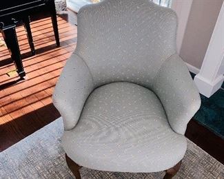 $75
VINTAGE PALE BLUE FABRIC WITH BUTTERFLIES UPHOLSTERED CHAIR
24”W x 23”D x 34”H