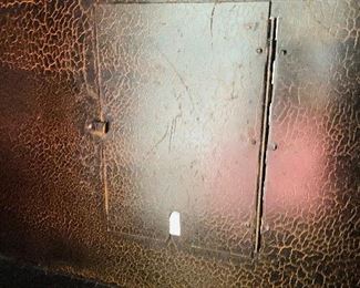 $650
ANTIQUE FIGURAL BRONZE AND IRON MARBLE TELEPHONE STAND / CONSOLE / HALL TABLE
23”L x 11”D x 41”H