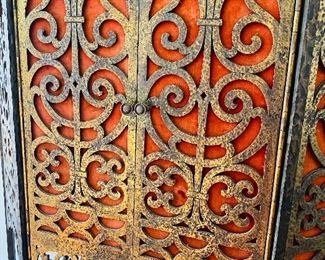 $650
ANTIQUE FIGURAL BRONZE AND IRON MARBLE TELEPHONE STAND / CONSOLE / HALL TABLE
23”L x 11”D x 41”H