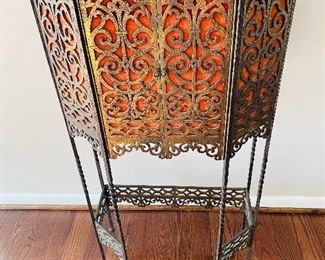 $650
ANTIQUE FIGURAL BRONZE AND IRON MARBLE TELEPHONE STAND / CONSOLE / HALL TABLE
23”L x 11”D x 41”H