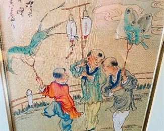 $120 PAIR
2 ASIAN ETCHINGS WITH GOLD BAMBOO FRAMES