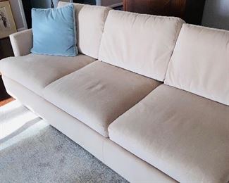 $850
VANGUARD FURNITURE SOFT CREAM VELVET FABRIC WITH DUCK FEATHER / DUCK DOWN FILLED CUSHIONS
LEFT SIDE LOUNGER SECTIONAL SOFA
120”L x 68”W x 35”H