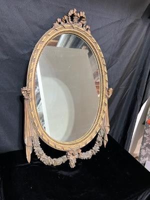 Antique wall mirror carved Barbola Roses Swag , original finish and glass.  Priced at $80