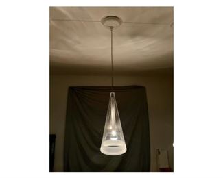 Set of three clear and frosted glass pendant lights.  Priced at $40