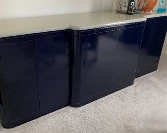 Lacquered buffet in dark blue with grey taupe top