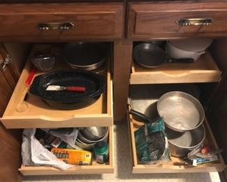 Kitchen pots and pans.