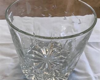 Heavy cut glass vase.