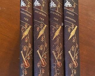 Four Leather Bound Books The Marguerite, The Jean Jacques, The Giovanni and Francis Gargantua