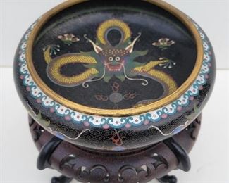 Yellow five toed Imperial dragon motif bowl