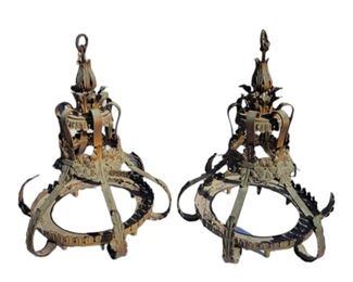 One of eight lots of Mizner Era lighting and lobby furnishings from Lermitage Palm Beach including chandeliers, consoles, sconces, mirrors and more.