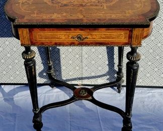Marquetry flip top vanity, French or Italian.