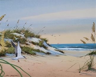 One of two Florida subject Neil Adamson original watercolor paintings in the sale in addition to an Art Franckowiak and Rachel Hartley FL artist paintings.