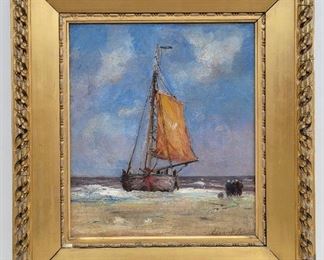 J. Foxcroft Cole beach sailing fishermen marine seascape.