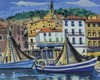 Renee Aspe French Modernist gouache.