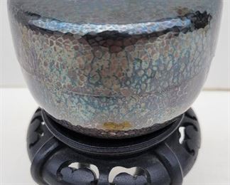 Signed Chinese export silver hammered covered box.