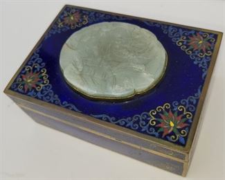 Jade mounted cloisonne