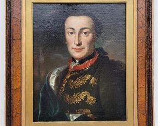Monogrammed French 18th century portrait painting.