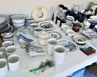 DANSK AND OTHER BLUE AND WHITE DISH WARES