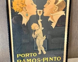 Framed French Port Wine Advertising Poster: Porto Ramos by Rene Vincent