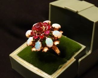 Gold Ruby and Opal Ring