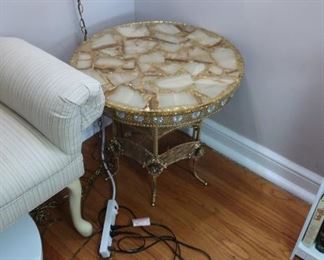 round  ornate  table  that lights  up-   turkish  morocan  look