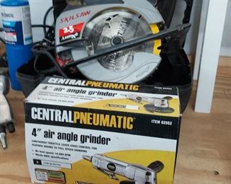 Skil Saw circular saw and 4" air angle grinder