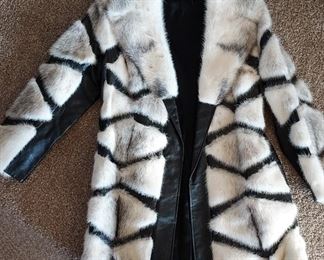 Silver fox/leather coat