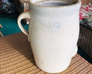 Antique Louisville pottery blue Indian head stoneware crock