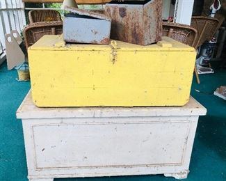 Old rusty boxes and hand made chests