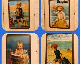 Antique soap advertisements framed