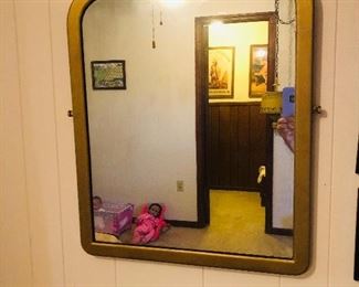 Painted mirror. Probably oak