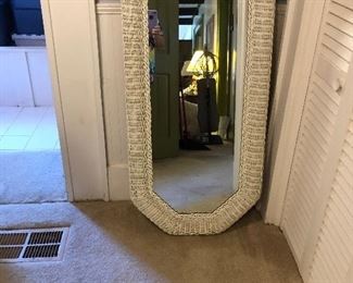 Wicker dressing mirror and stool