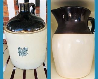 Western stoneware crock and crockery pitcher 