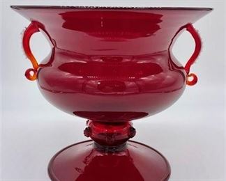 Lot 022
Salviati Style Venetian Red Glass Footed Urn