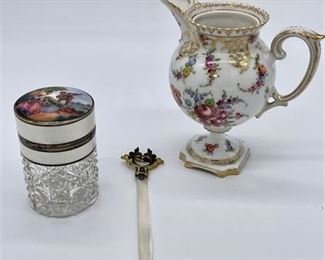 Lot 044
Dresden Creamer and Table Articles