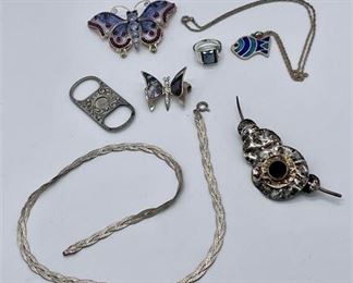 Lot 070
Group of Sterling Silver Jewelry and Cigar Cutter