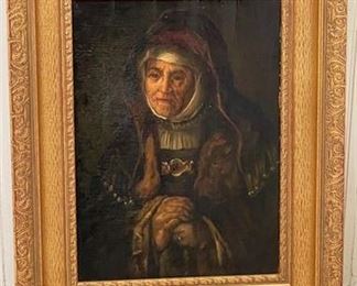 Lot 128
19th C. Portrait of a Woman with Head Covering Painting