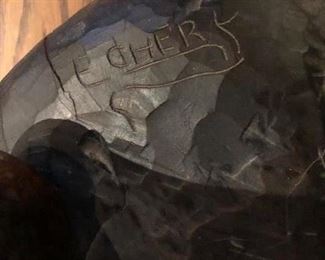 Signature on large Haitian sculpture