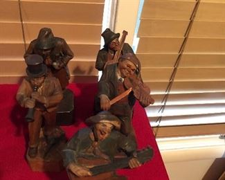 Anri Italy wood carved musician figures
