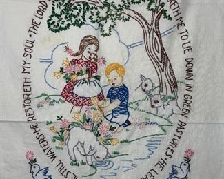 Vintage Embroidered Panel 23rd Psalm!