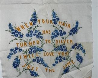 Vintage Embroidered Panel “When Your Hair Has Turned to Silver”!