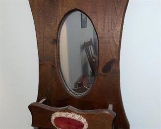 Vintage Vanity Mirror w/Shelf, Cushion & Rack!