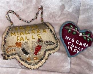 Vintage Niagara Falls Beaded Pin Cushion, Niagara Falls 1954 Beaded Heart Pin Cushion!
